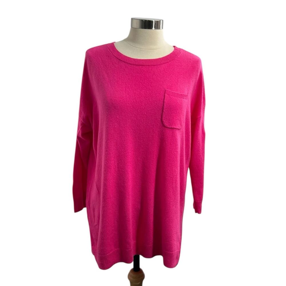 Vineyard Vines Oversized Cashmere Blend 3/4 Sleeve Hot Pink Sweater Small-Medium